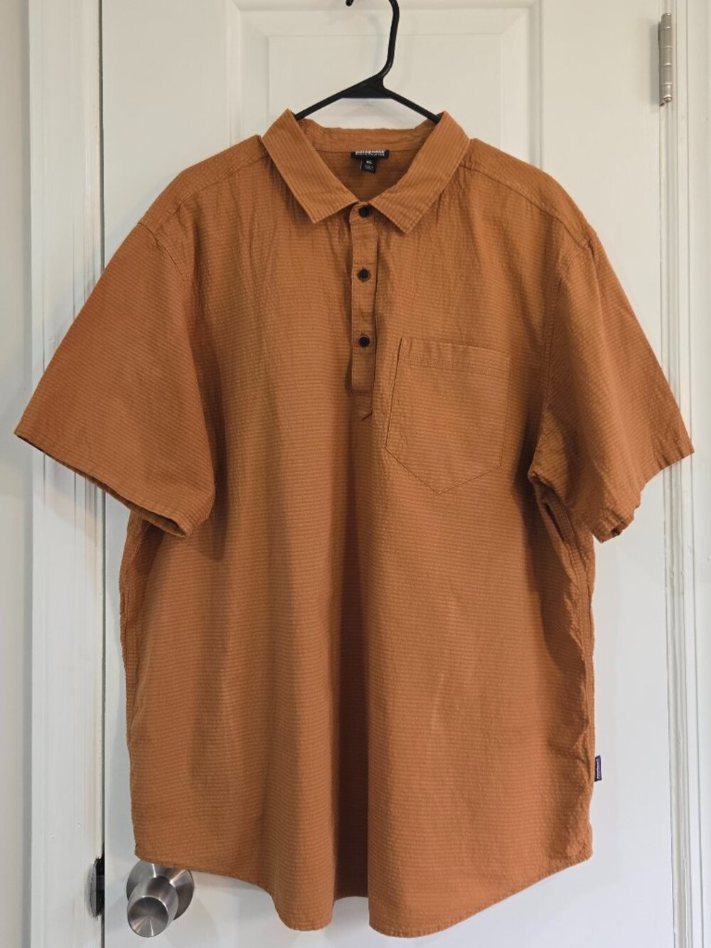Patagonia Organic Cotton Seersucker Pullover Shirt Men's XXL Lightweight